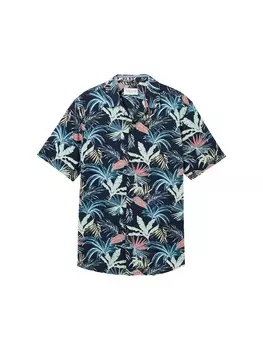 Рубашка TOM TAILOR Regular fit Button Up, цвет marine blue/Cyan blue/Sky blue
