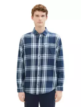 Рубашка TOM TAILOR с длинными рукавами и клетчатым узором, цвет Blue Indigo Big Check