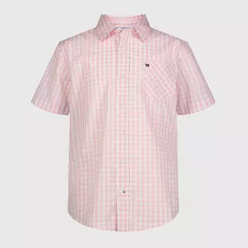 Рубашка Tommy Hilfiger Big Kids' Gingham, белый/розовый
