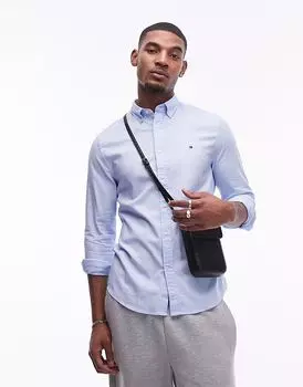 Рубашка Tommy Hilfiger Flex Dobby Slim Fit синего цвета