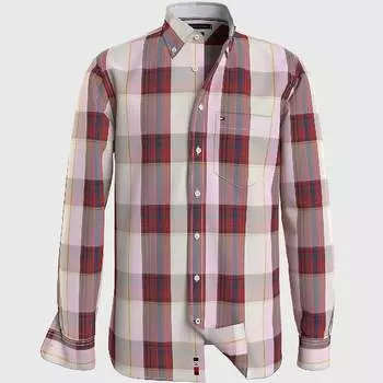 Рубашка Tommy Hilfiger Regular Fit Check Print, темно-красный/бежевый