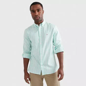 Рубашка Tommy Hilfiger Regular Fit Stripe, светло-зеленый/белый