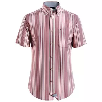 Рубашка Tommy Hilfiger Regular Fit Wide Stripe Short-sleeve, розовый