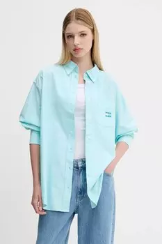 Рубашка Tommy Jeans, бирюзовый