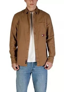 Рубашка Tommy Jeans с логотипом, коричневый