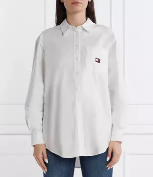 Рубашка Tommy Jeans TJW BADGE BOYFRIEND SHIRT Boyfriend fit, белый