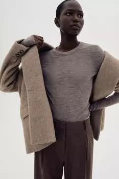 Рубашка тонкой вязки из шерсти H&M, бежевый