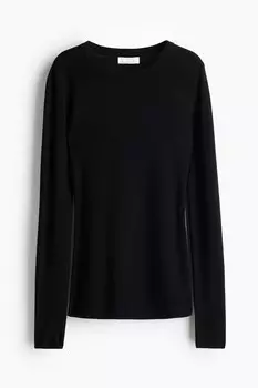 Рубашка тонкой вязки из смеси кашемира. H&M, черный