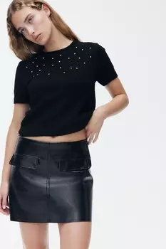 Рубашка тонкой вязки с декором H&M, черный