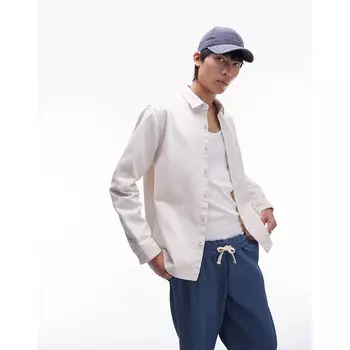 Рубашка Topman Long Sleeve Button Through Twill, экрю