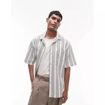 Рубашка Topman Short Sleeve Textured Stripe, мультиколор