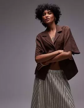 Рубашка Topshop из супермягкой ткани купро коричневого цвета