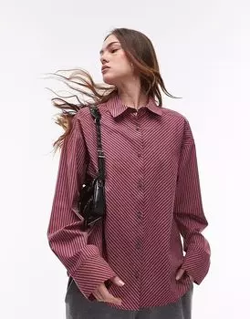 Рубашка Topshop oversize в красную полоску