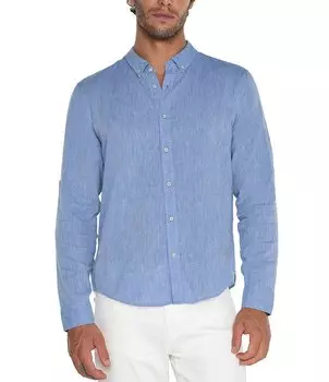 Рубашка-трансформер из смесового льна с длинными рукавами Liverpool Los Angeles, синий