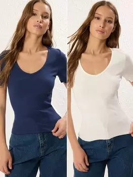 Рубашка Trendyol, цвет Beige/Navy