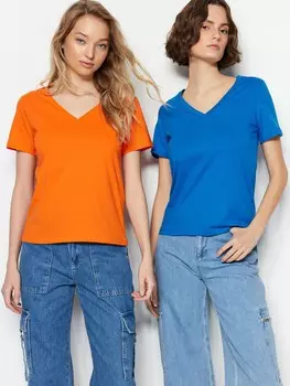 Рубашка Trendyol, цвет Dark blue/Orange