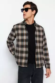 Рубашка Trendyol Lumberjack приталенная в клетку, коричневый