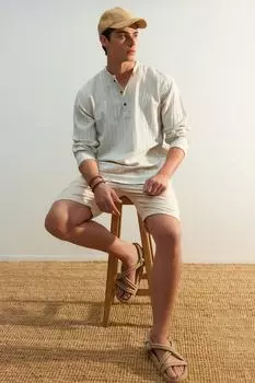 Рубашка TRENDYOL MAN, экру