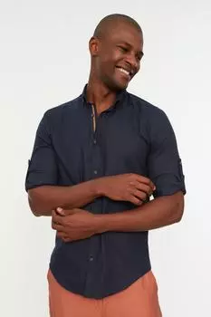 Рубашка TRENDYOL MAN, темно-синий
