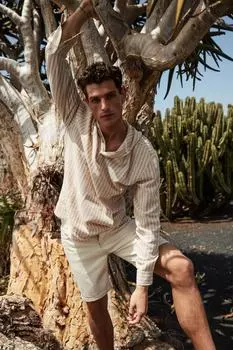 Рубашка Trendyol мужская оверсайз с фактурной текстурой, бежевый