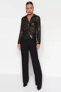 Рубашка Trendyol со сборками, черный