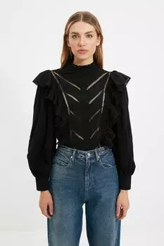 Рубашка Trendyol X Sagaza Studio с декоративными аксессуарами, черный