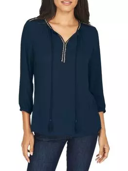 Рубашка-туника Dr2 By Daniel Rainn с вышивкой, темно-синий