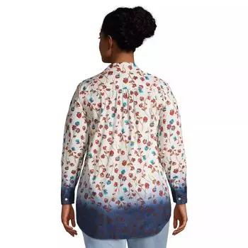 Рубашка-туника из поплина Lands' End больших размеров с отворотами Lands' End