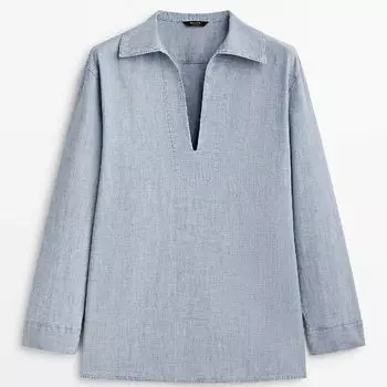 Рубашка-туника Massimo Dutti Cotton Denim, светло-голубой