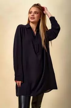 Рубашка-туника оверсайз с пуговицами HOXTON GAL, черный