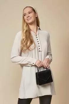 Рубашка-туника оверсайз с пуговицами HOXTON GAL, бежевый