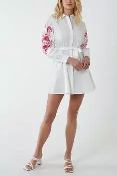 Рубашка-туника с вышитыми рукавами и вырезами Blue Vanilla, розовый