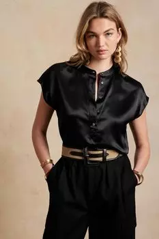 Рубашка-туника Serenade из шелка Banana Republic, черный