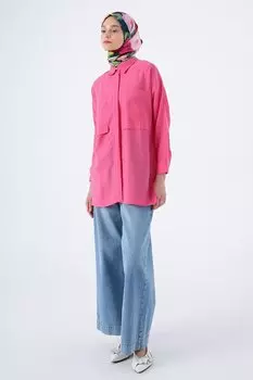 Рубашка-туника удобного кроя цвета фуксии ALL DAY