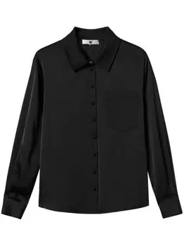 Рубашка TWINSET с атласной отделкой, черный