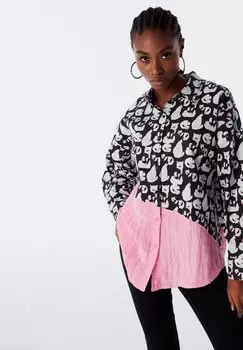 Рубашка TWIST RELAXED FIT COLORBLOCK PATTERNED Twist, розовый