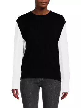 Рубашка Twofer Laundry By Shelli Segal и свитер жилет, черный