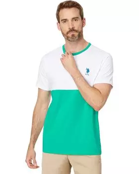 Рубашка U.S. POLO ASSN. Colorblock Crew Neck Jersey Tee Shirt, цвет Emerald Circus