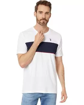 Рубашка U.S. POLO ASSN. Colorblock Stripe Crew Neck Jersey Tee Shirt, белый