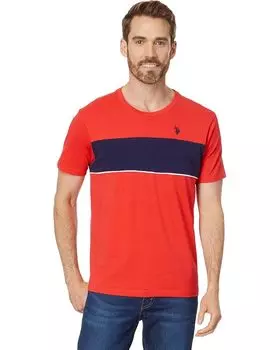 Рубашка U.S. POLO ASSN. Colorblock Stripe Crew Neck Jersey Tee Shirt, цвет Barberry