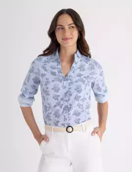 Рубашка U.S. Polo Assn Long Sleeve Fitted Printed Poplin, голубой