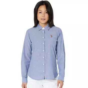 Рубашка U.S. Polo Assn. Long Sleeve Solid Stretch Oxford Woven, голубой