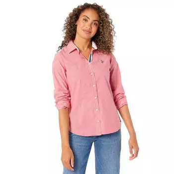 Рубашка U.S. Polo Assn. Long Sleeve Solid Stretch Oxford Woven, розовый