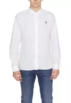Рубашка U.S. Polo Assn. однотонная с логотипом, белый