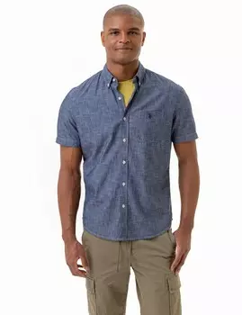 Рубашка U.S. Polo Assn. Short Sleeve Slub Chambray Woven, темно-синий