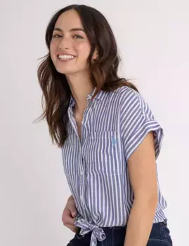 Рубашка U.S. Polo Assn Stripe Dolman Tie Front Textured, синий
