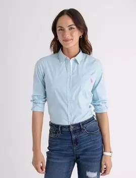 Рубашка U.S. Polo Assn Striped Poplin Long Sleeve, голубой