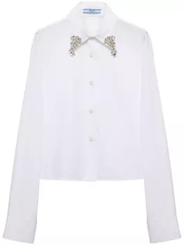 Рубашка, украшенная кристаллами Prada, белый
