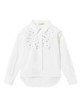 Рубашка, украшенная кристаллами TWINSET Kids, белый