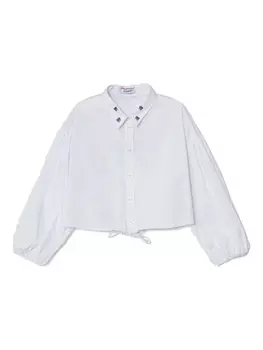 Рубашка, украшенная стразами Pinko Kids, белый